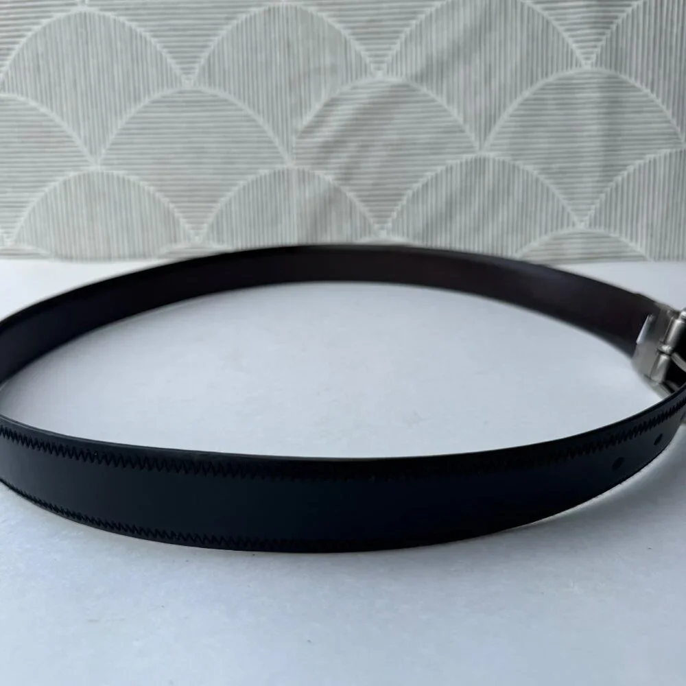 Tommy Hilfiger Black Leather Belt Silver Buckle Men Size‎ 40